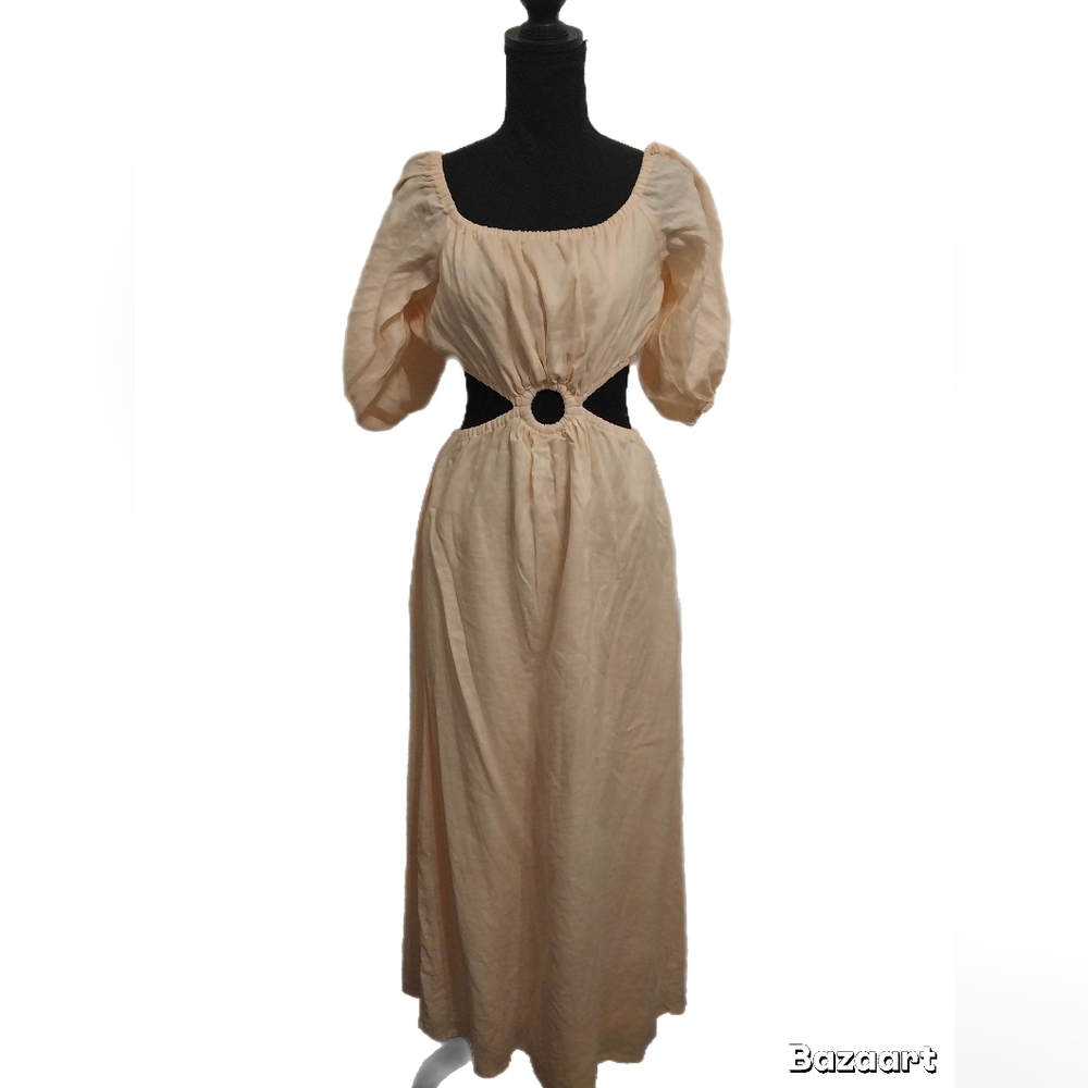 Faithfull the Brand  Trinita  Linen Maxi Dress Shade Plain Butter